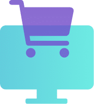"Icon depicting ecommerce with a shopping cart symbolizing online shopping and purchases