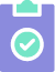 Illustration of a clipboard with a large green check mark in a circle on it, symbolizing managed projects, set against a purple background.