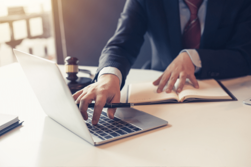 lawyer on computer