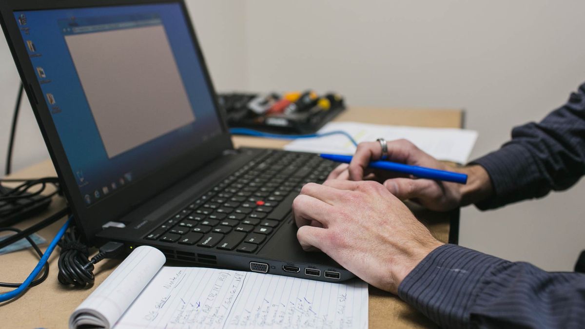 person on a computer