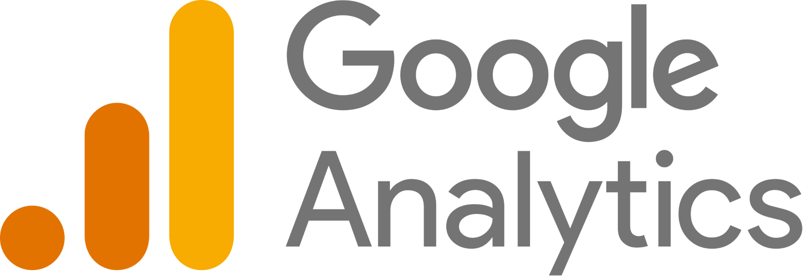 The Google Analytics logo features three ascending orange bars on the left with "Google Analytics" text on the right, reminiscent of tools like Zoho PageSense that track website performance and visitor behavior.