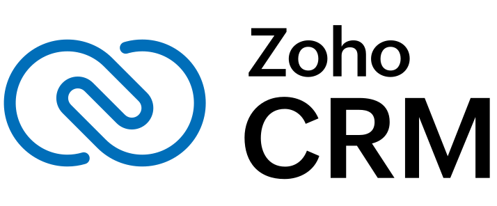 A sleek blue infinity symbol accompanies the "ZohoOne" text in bold black, subtly hinting at integration with tools like Zoho PageSense.
