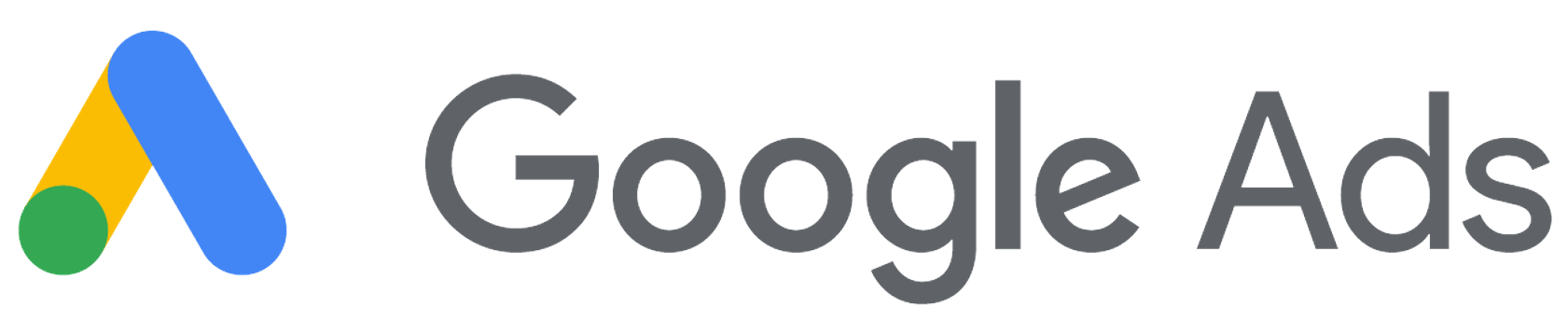 Google Ads logo featuring a multicolored triangle on the left and "Google Ads" text on the right, seamlessly integrating web analytics to optimize your advertising strategy.