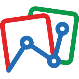 Icon of two overlapping squares with red and green borders, featuring a blue line graph with three connected nodes in the foreground, reminiscent of analytics tools like Zoho PageSense.