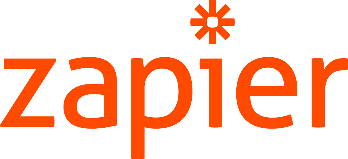 The Zapier logo showcases the word "zapier" in vibrant orange, with an asterisk dotting the "i." It's set against a transparent background, making it adaptable for various platforms like Zoho PageSense.